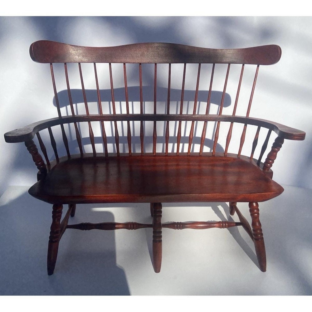 Vintage Miniature Windsor American Colonial Doll Bench